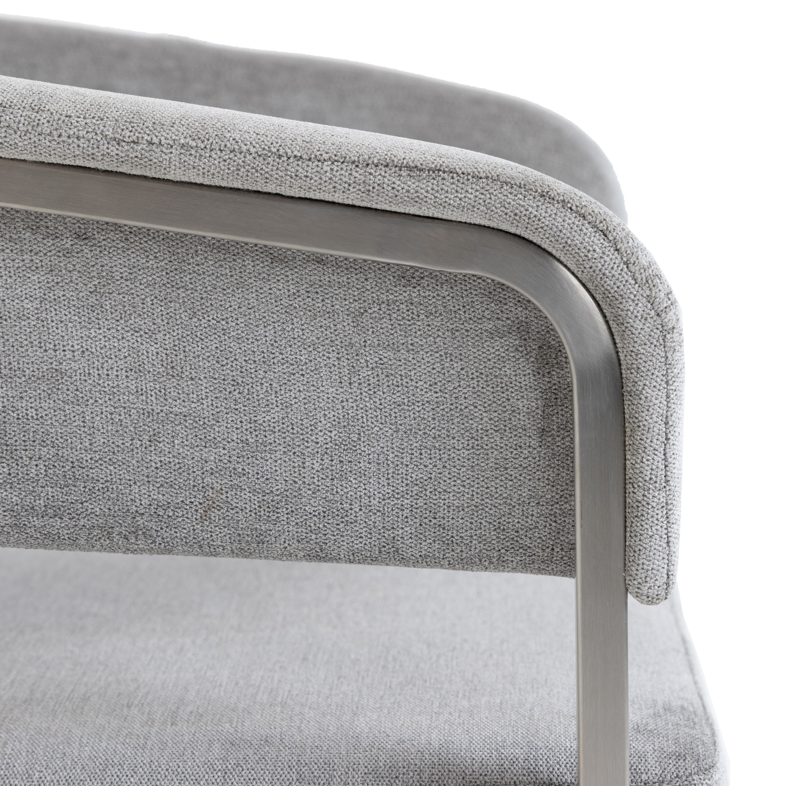 Sebastian - Modern Grey Fabric + Stainless Steel Counter Chair