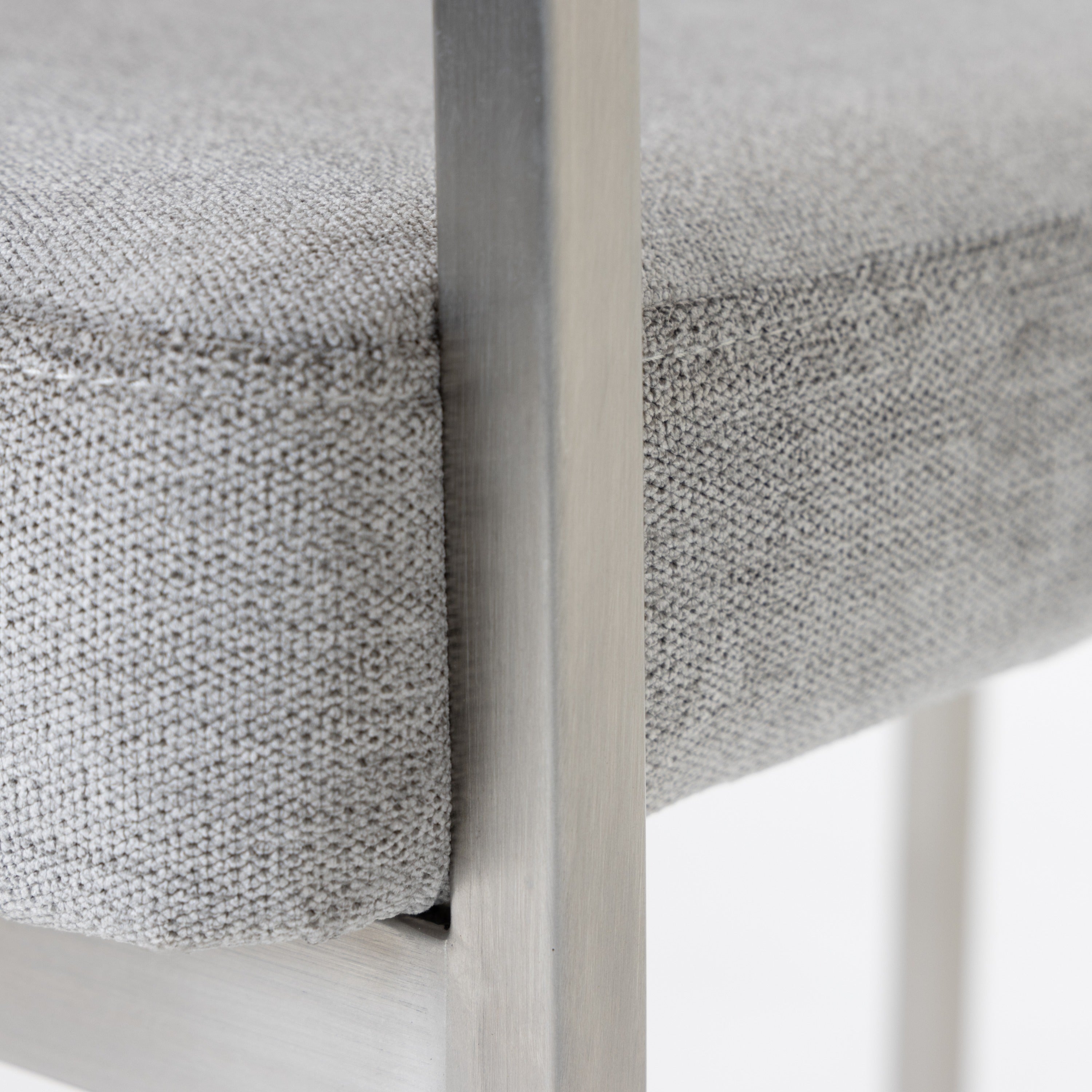 Sebastian - Modern Grey Fabric + Stainless Steel Counter Chair