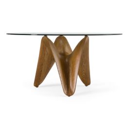 Seguin - Round Glass + Walnut Dining Table