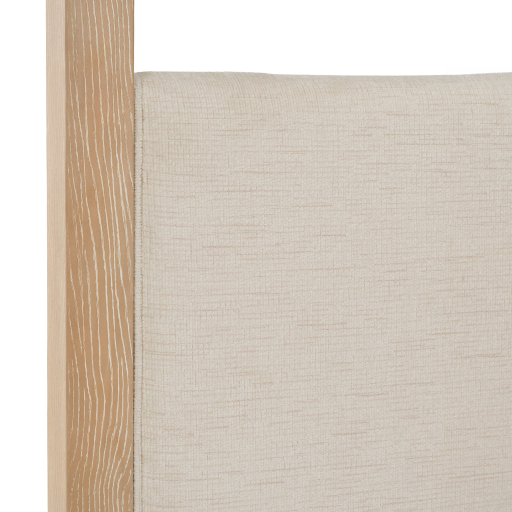 Eastern King Sergio - Modern Beige Fabric + Natural Oak Canopy Bed - Modern Beige Fabric + Natural Oak Canopy Bed