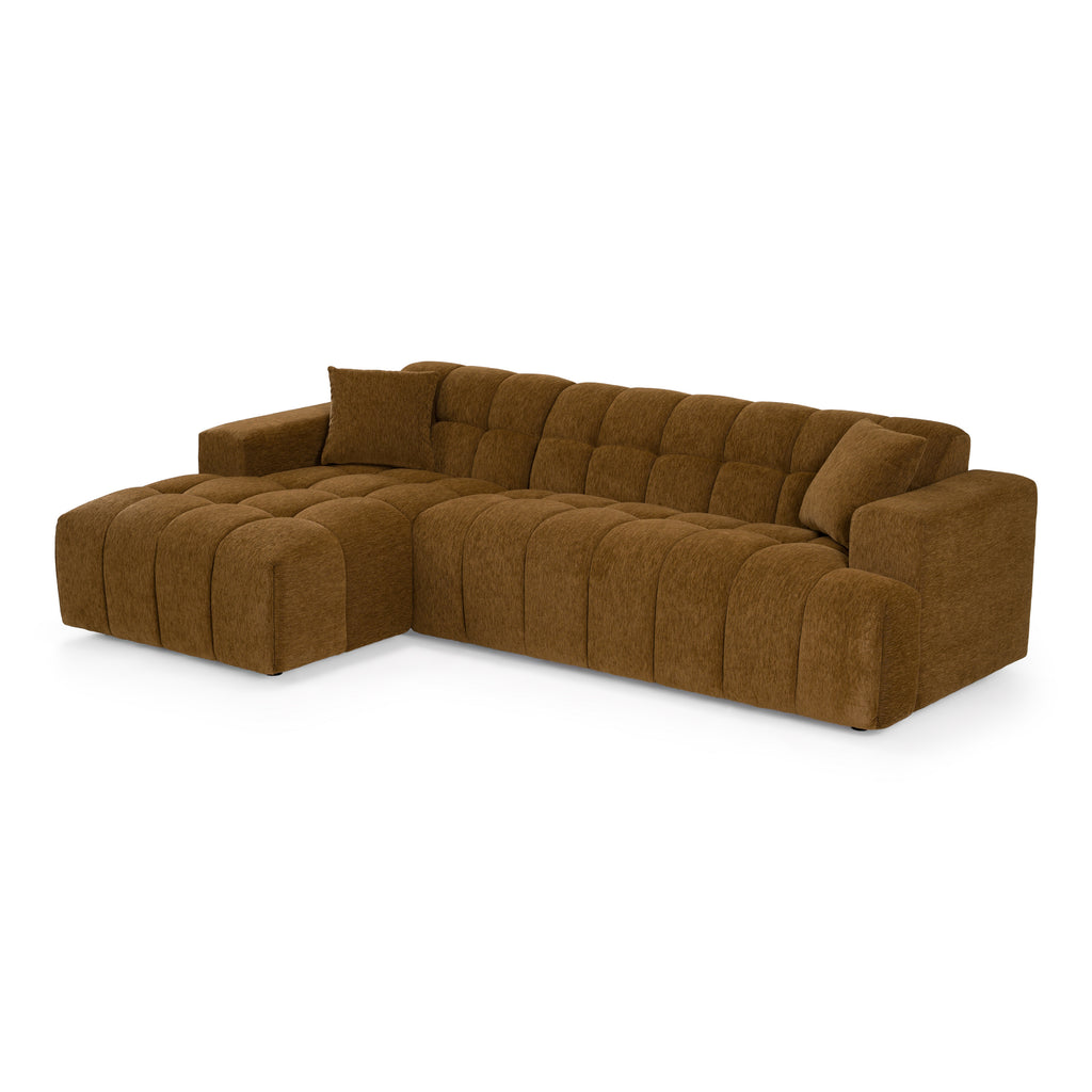 Shapiro - Modern Brown Fabric Sectional Sofa with Left Facing Chaise