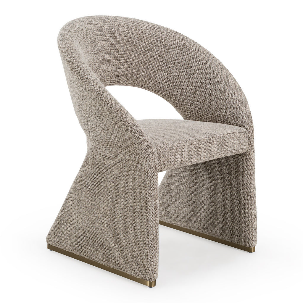 Sheena - Modern Tan Fabric + Brass Dining Chair - Modern Tan Fabric + Brass Dining Chair