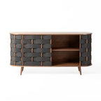 Sheridan - Mid-Century Modern Grey Fabric + Walnut Buffet