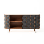 Sheridan - Mid-Century Modern Grey Fabric + Walnut Buffet