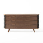Sheridan - Mid-Century Modern Grey Fabric + Walnut Buffet