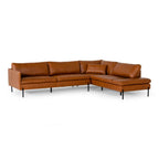 Sherry - Modern Cognac Leather Right Facing Sectional Sofa