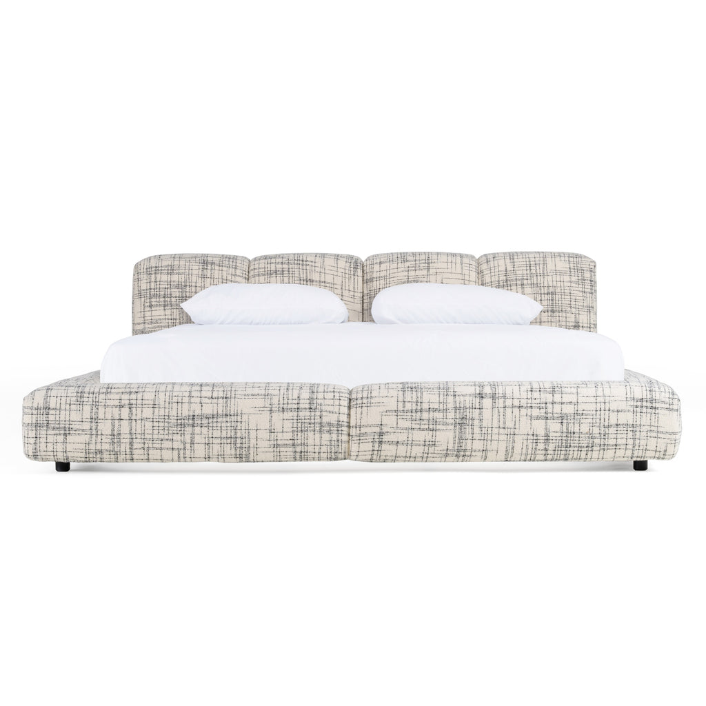 Eastern King Shiloh - Modern Off-White + Black Fabric Bed - Modern Off - White + Black Fabric Bed