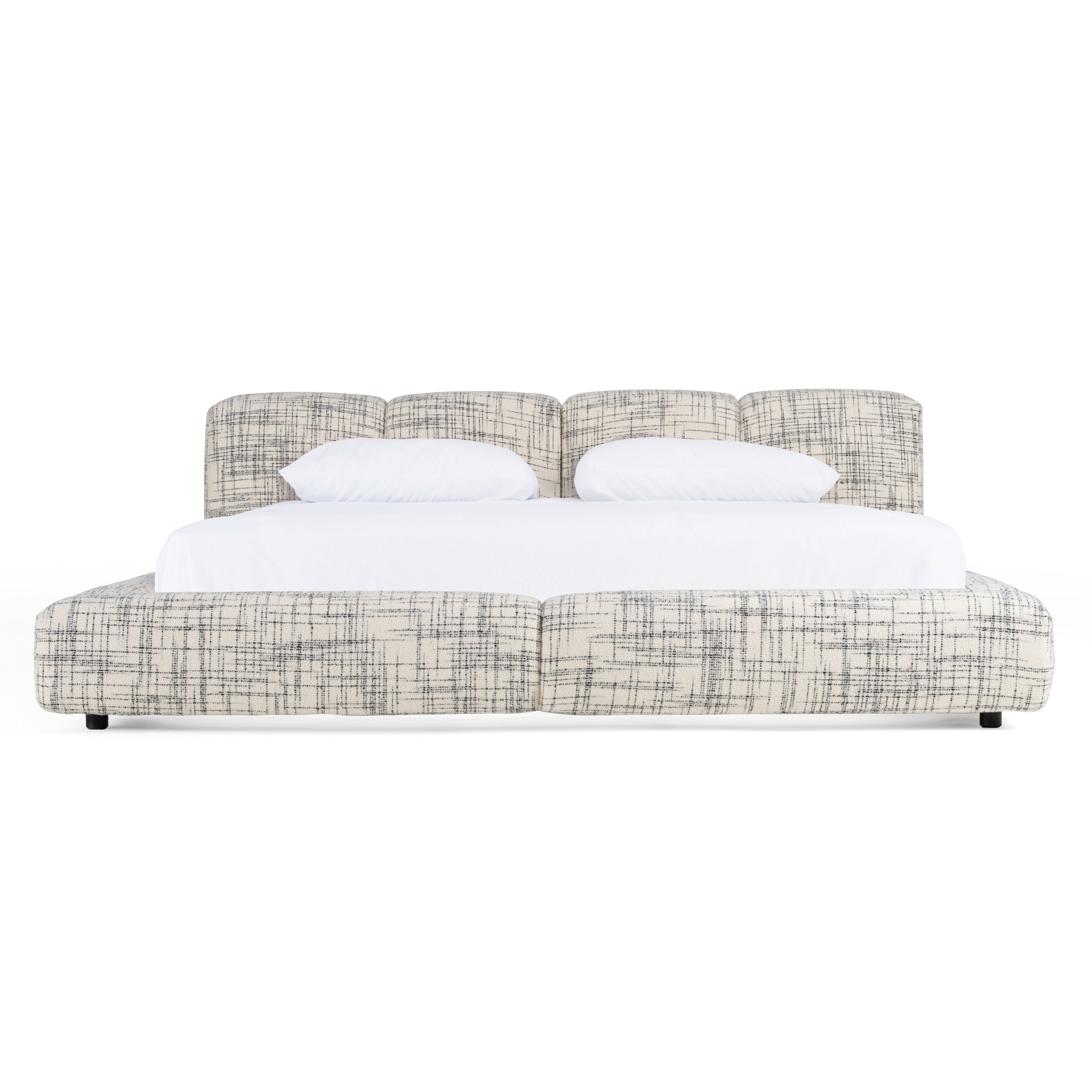 Eastern King Shiloh - Modern Off-White + Black Fabric Bed - Modern Off - White + Black Fabric Bed