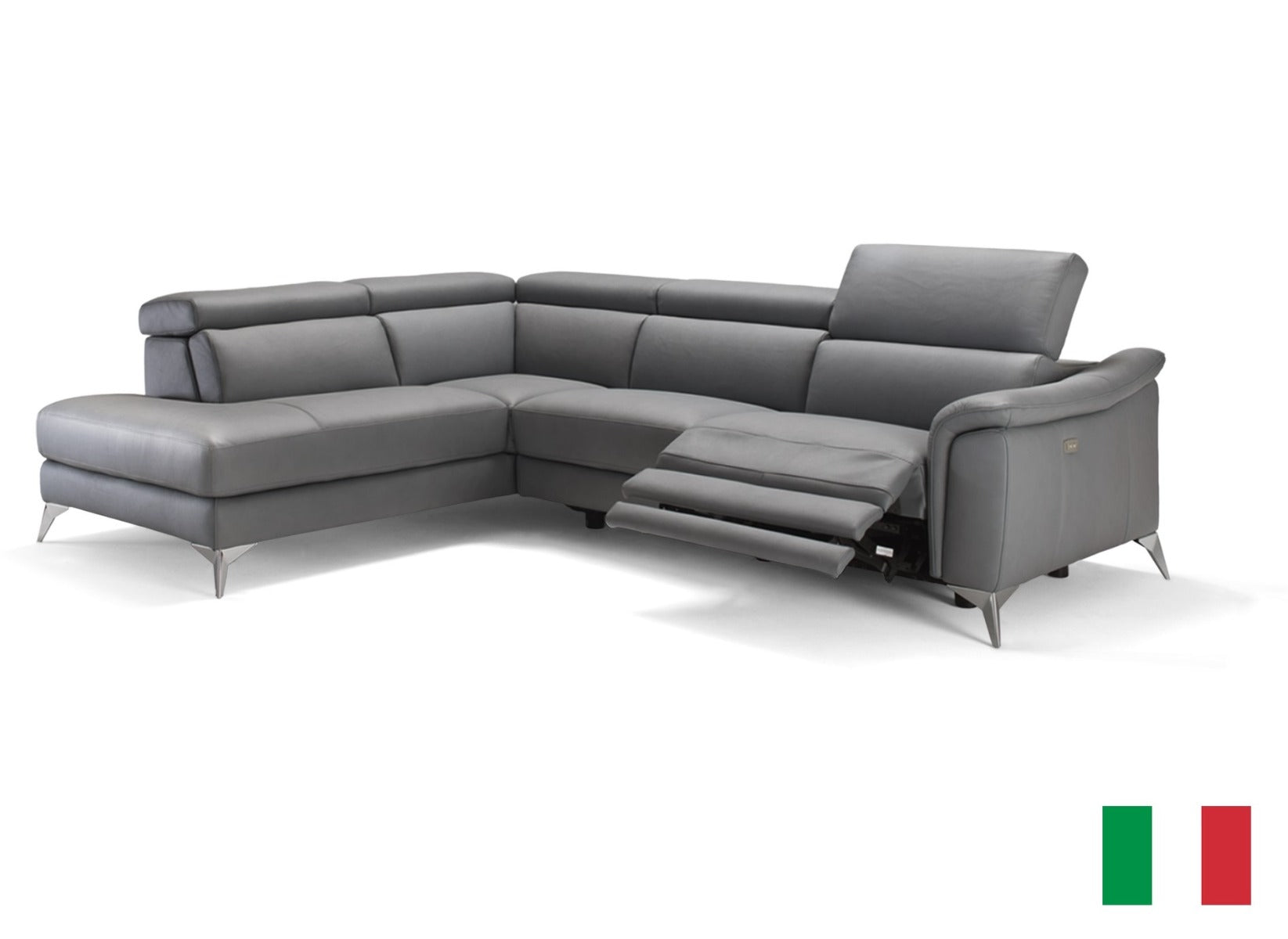Monte Carlo - Italian Modern Grey Leather LAF Sectional Sofa