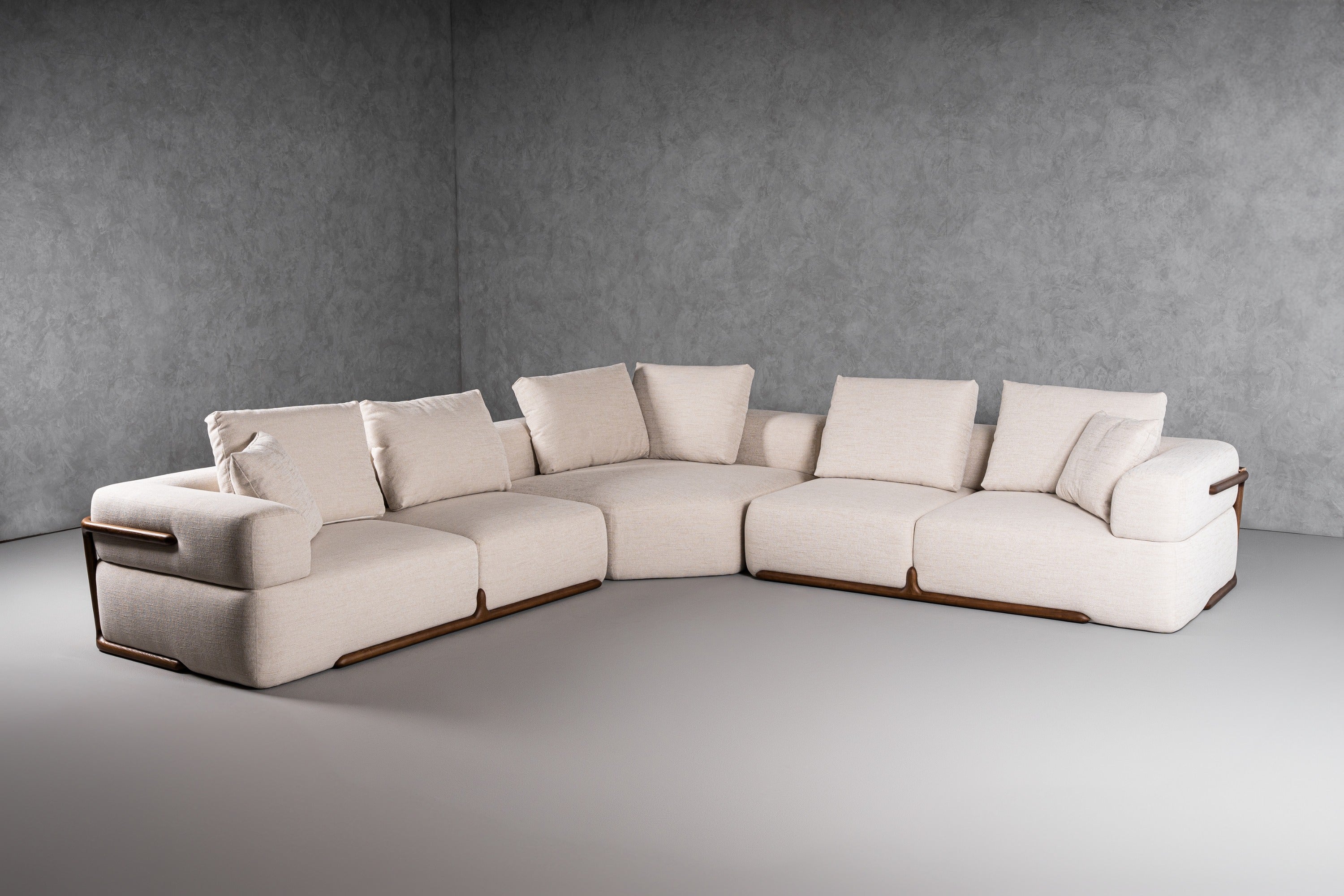 Simone - Modern Off-White Fabric Sectional Sofa