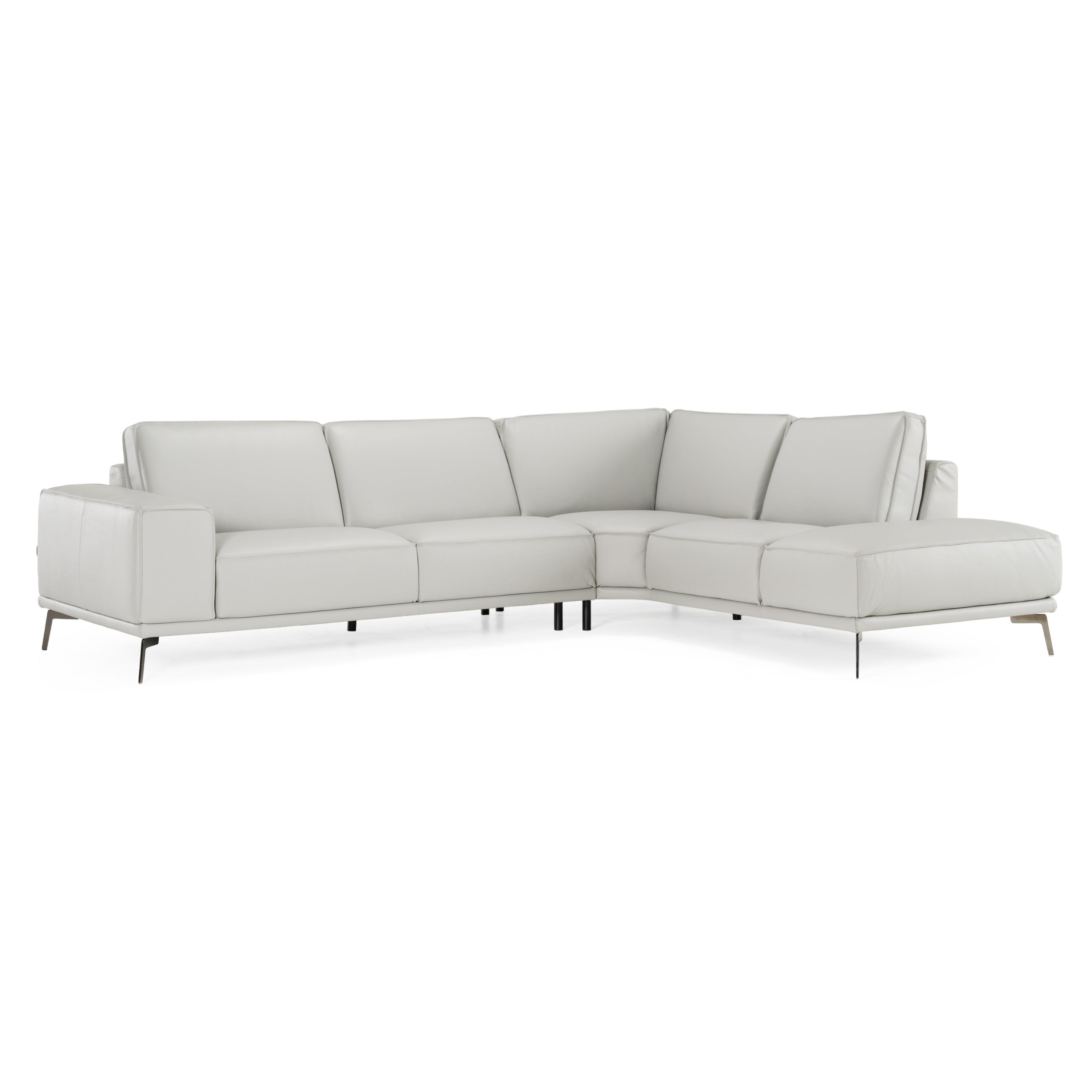 Lamod Italia Soho - Italian Right Facing Light Grey Nirvana Leather Sectional Sofa