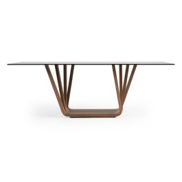Solvang - Contemporary - Grey Glass + Walnut Rectangular Dining Table