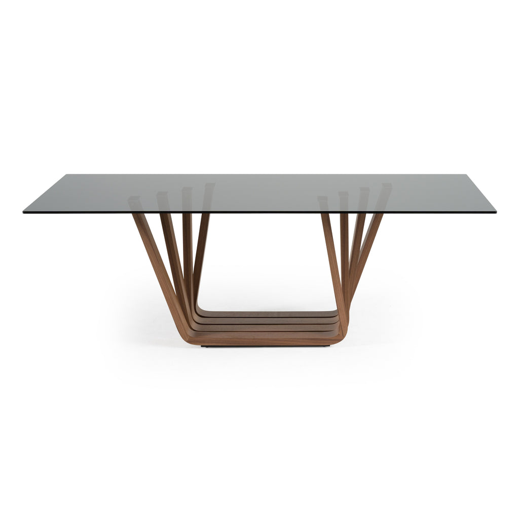 Solvang - Contemporary - Grey Glass + Walnut Rectangular Dining Table