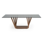 Solvang - Contemporary - Grey Glass + Walnut Rectangular Dining Table