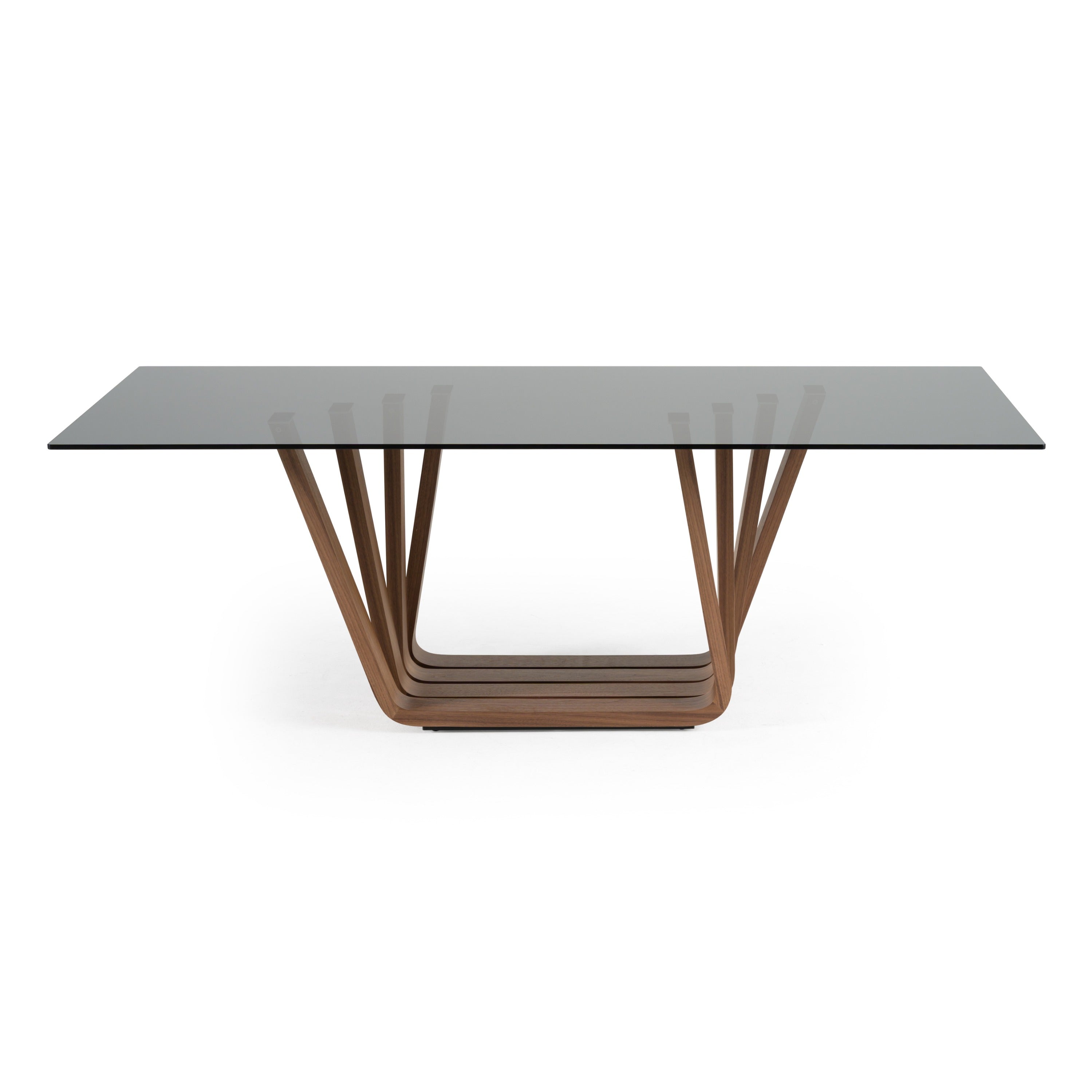 Solvang - Contemporary - Grey Glass + Walnut Rectangular Dining Table