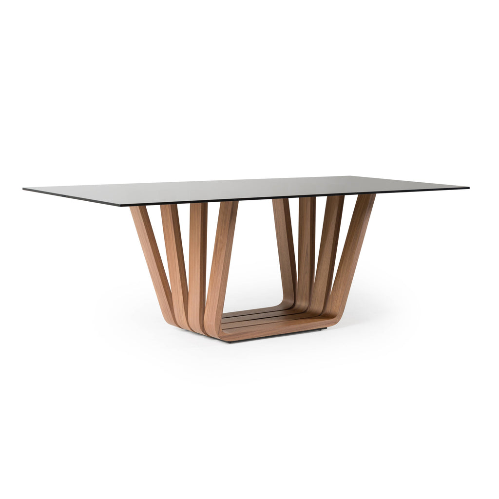 Solvang - Contemporary - Grey Glass + Walnut Rectangular Dining Table