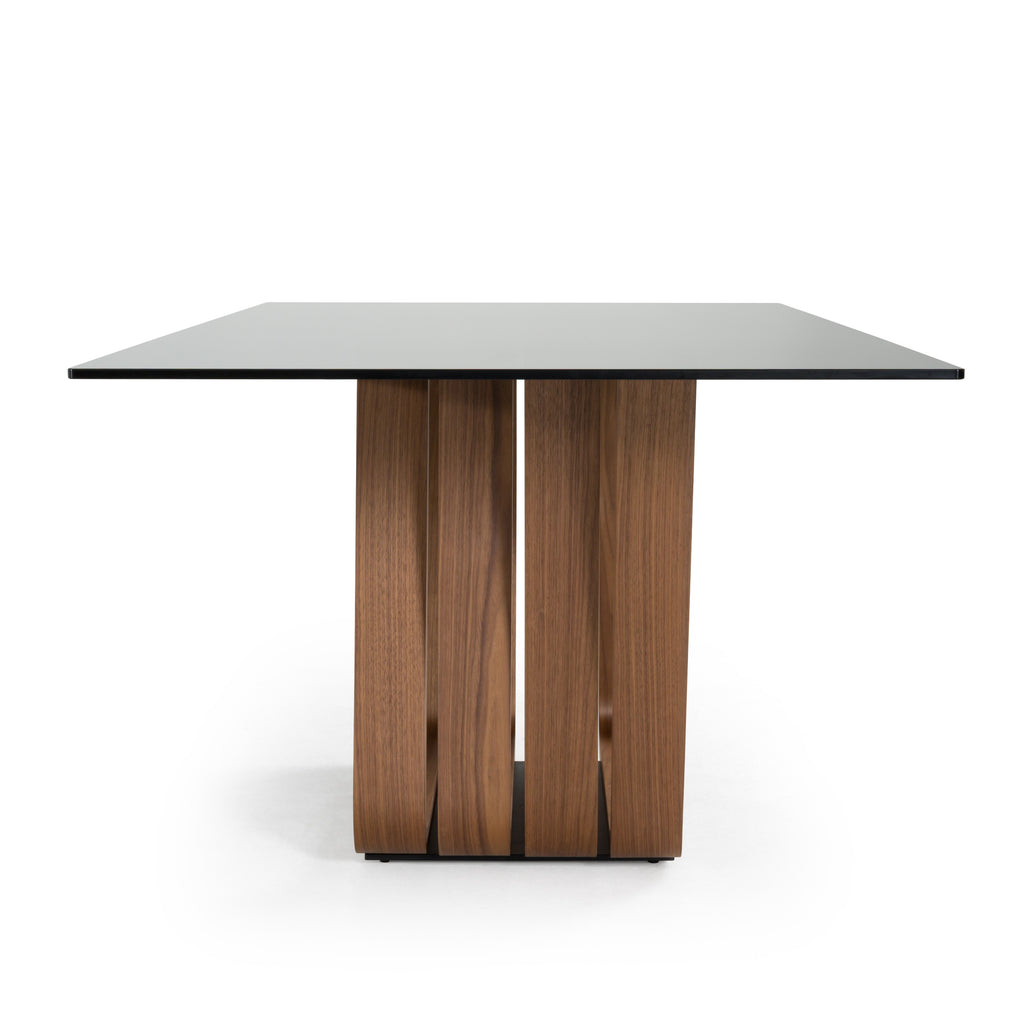 Solvang - Contemporary - Grey Glass + Walnut Rectangular Dining Table