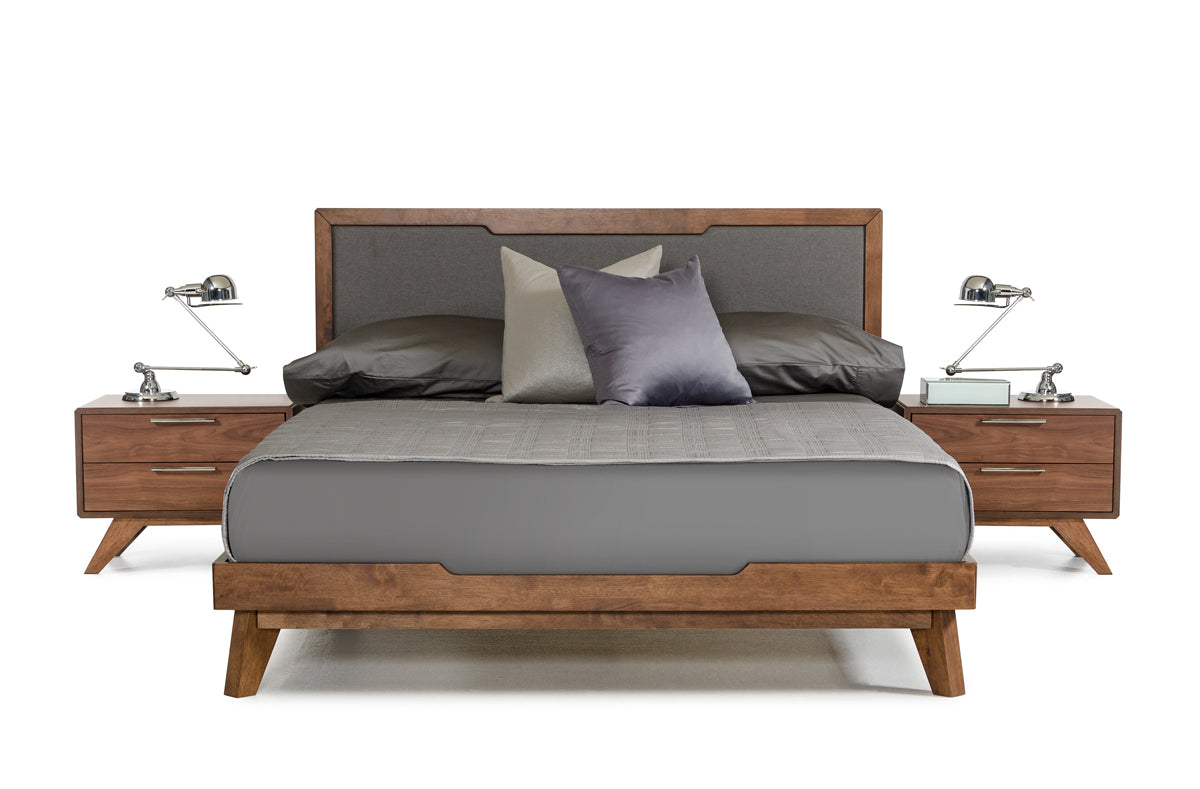 Soria Mid-Century Grey & Walnut Bedroom Set - Century Grey & Walnut Bedroom Set