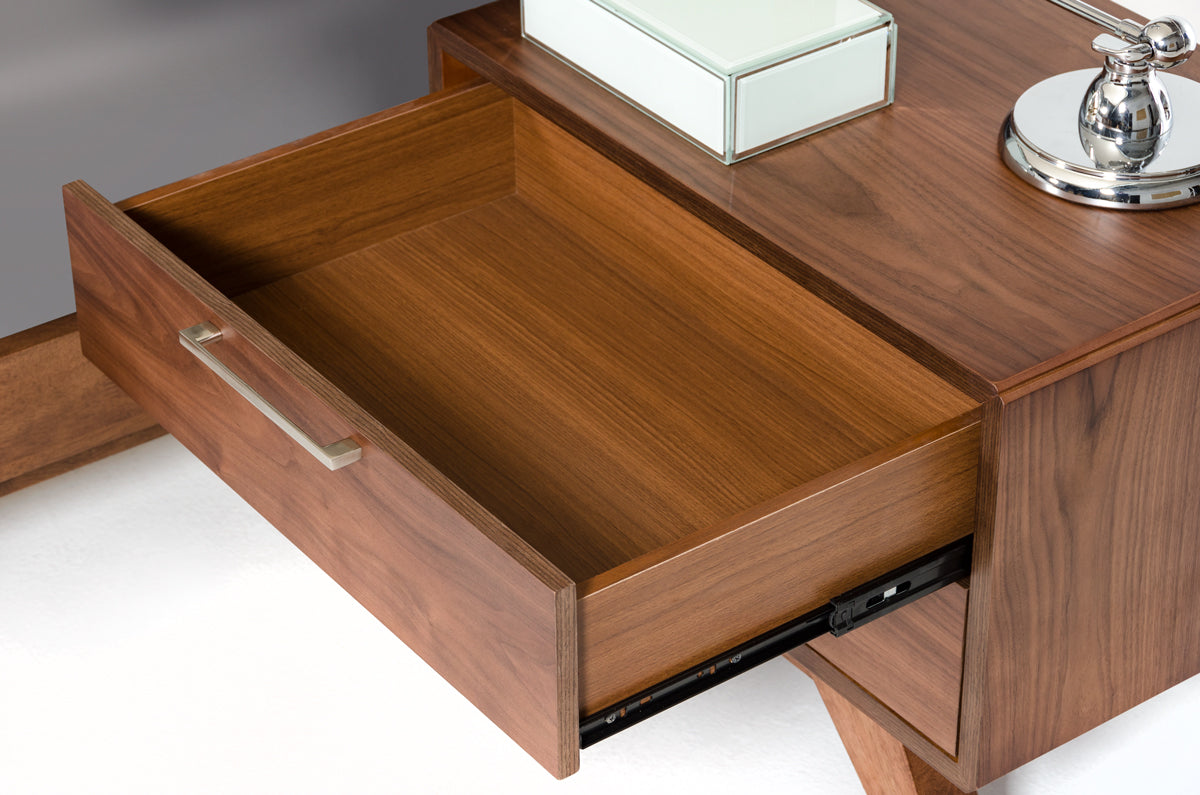 Soria Mid-Century Grey & Walnut Bedroom Set - Century Grey & Walnut Bedroom Set