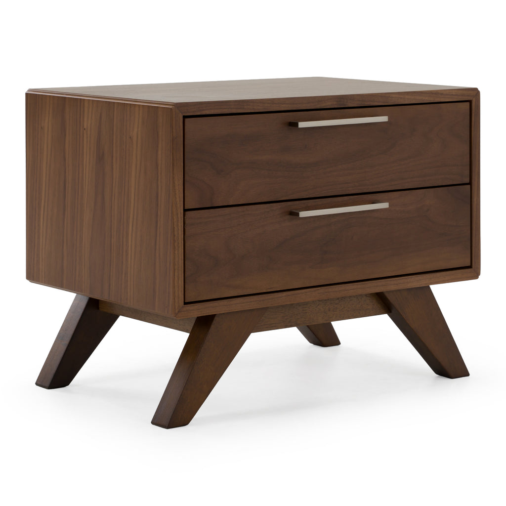 Eastern King Addison +Soria - Mid-Century Modern Grey Fabric + Walnut 4-Piece Bedroom Set - Mid - Century Modern Grey Fabric + Walnut 4 - Piece Bedroom Set