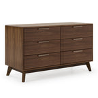 Eastern King Addison +Soria - Mid-Century Modern Grey Fabric + Walnut 4-Piece Bedroom Set - Mid - Century Modern Grey Fabric + Walnut 4 - Piece Bedroom Set