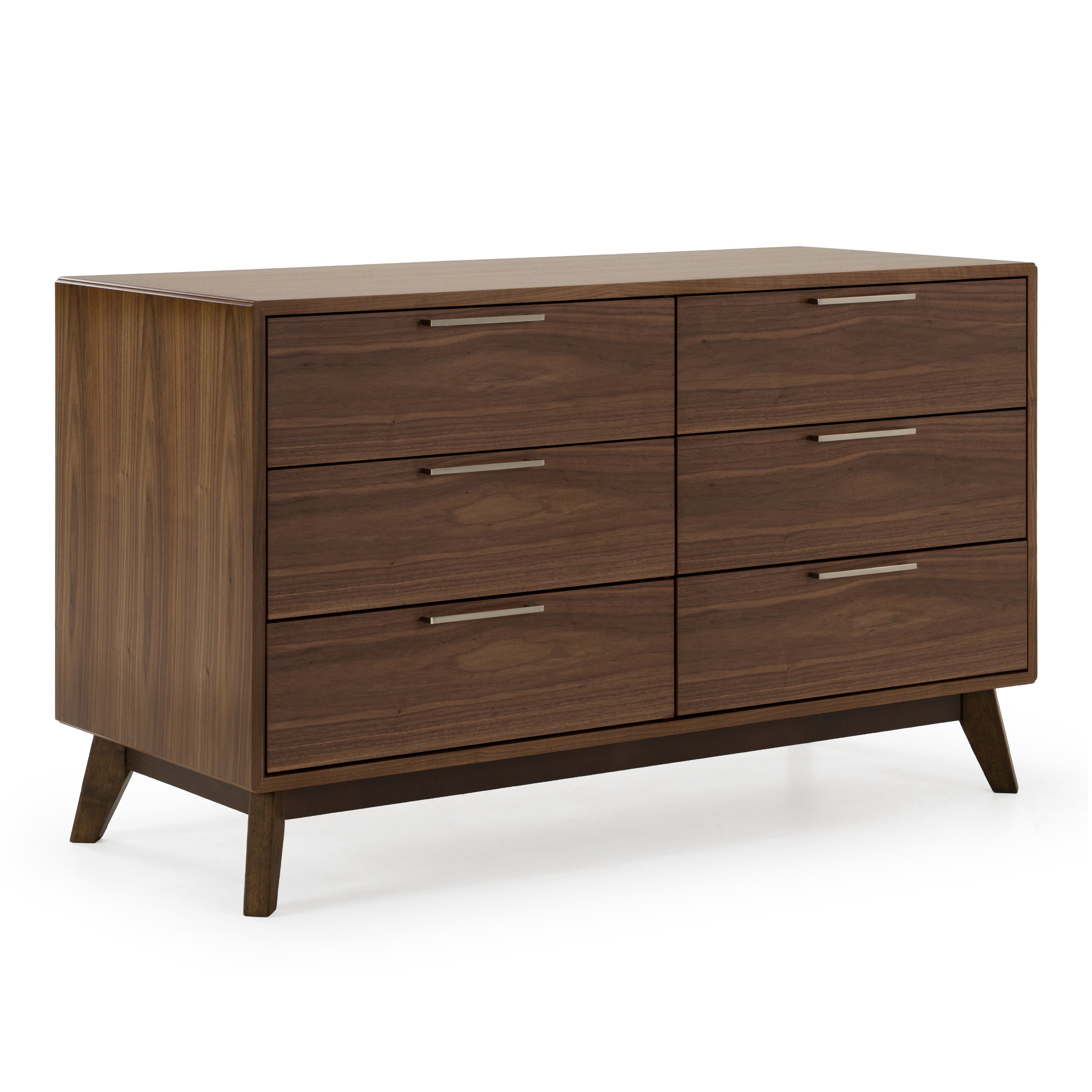 Eastern King Addison +Soria - Mid-Century Modern Grey Fabric + Walnut 4-Piece Bedroom Set - Mid - Century Modern Grey Fabric + Walnut 4 - Piece Bedroom Set