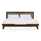 Soria Mid-Century Grey & Walnut Bed