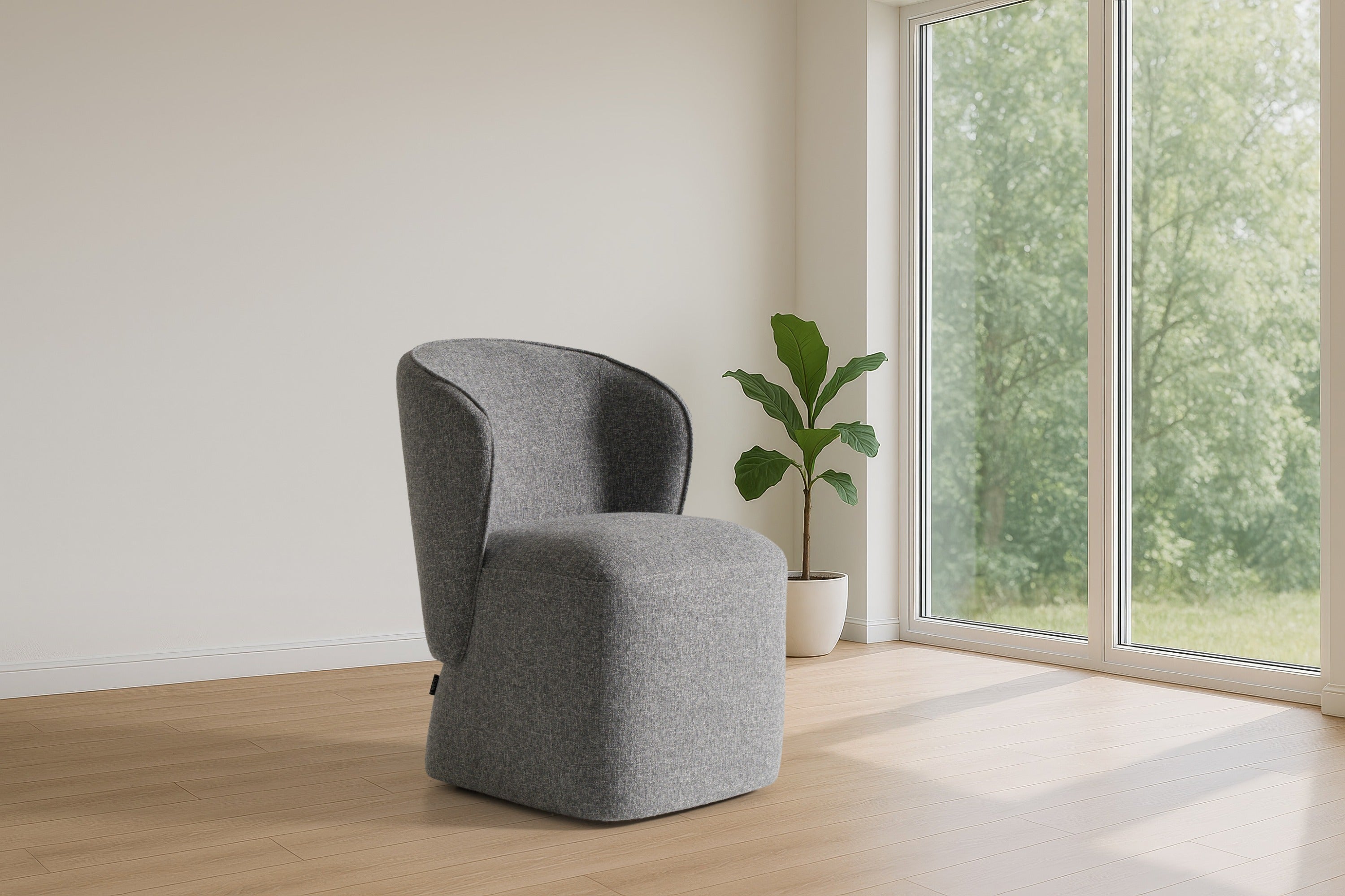 Souza - Modern Grey Fabric Swivel Dining Chair