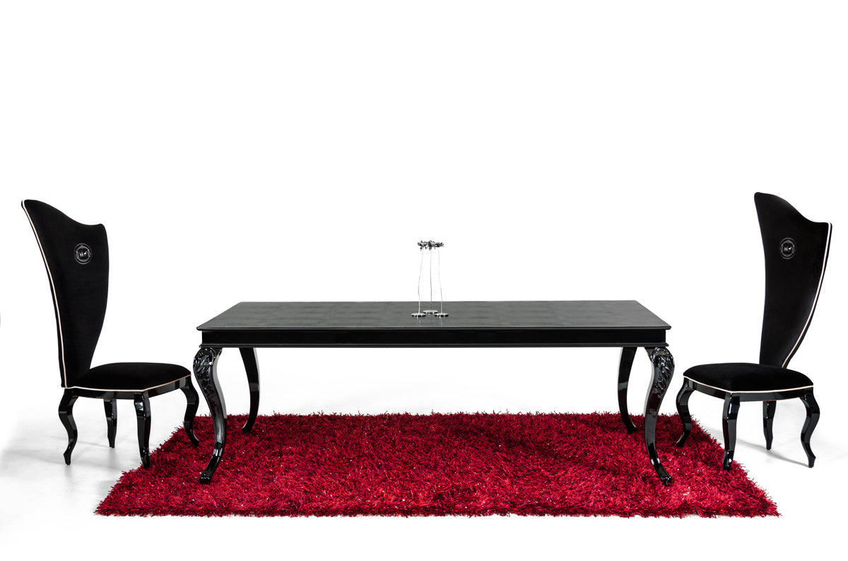Sovereign Transitional Black Crocodile Dining Table with Black Gloss Legs