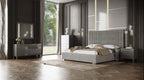 Splendor - Silver + Grey Velvet Upholstered King Platform Bed