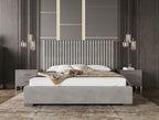 Splendor - Silver + Grey Velvet Upholstered King Platform Bed