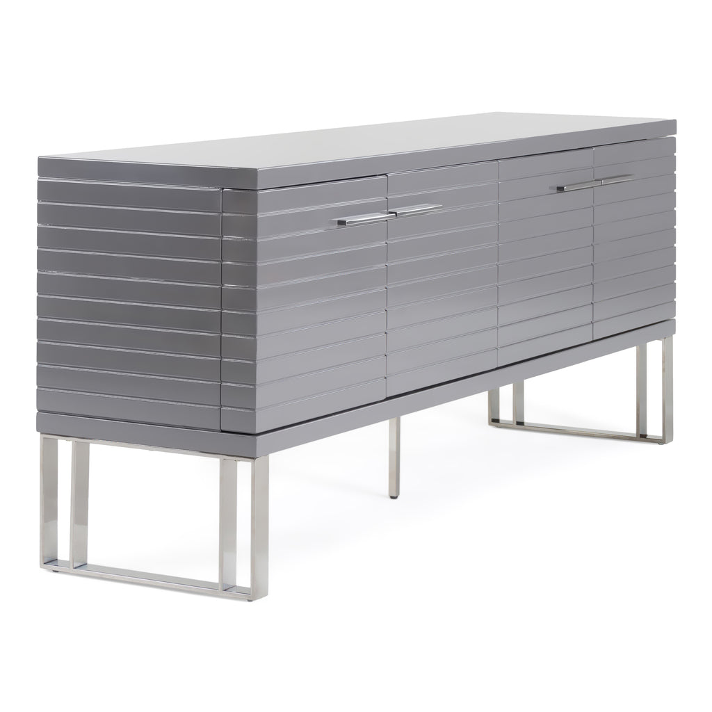 Splendor - Grey High Gloss Slatted Buffet