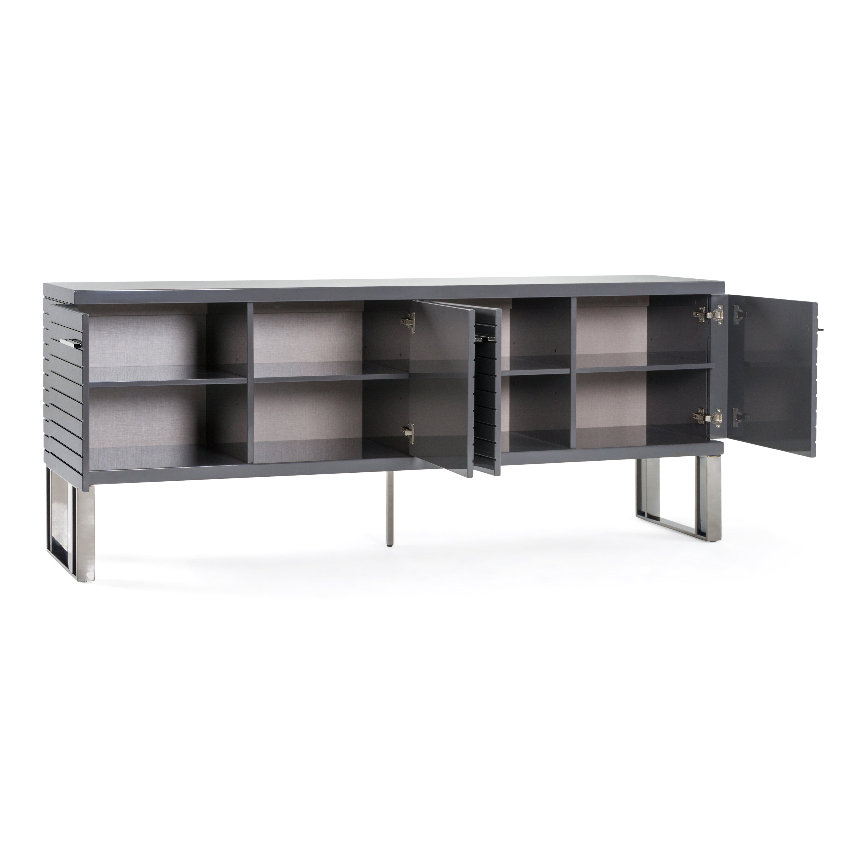 Splendor - Grey High Gloss Slatted Buffet