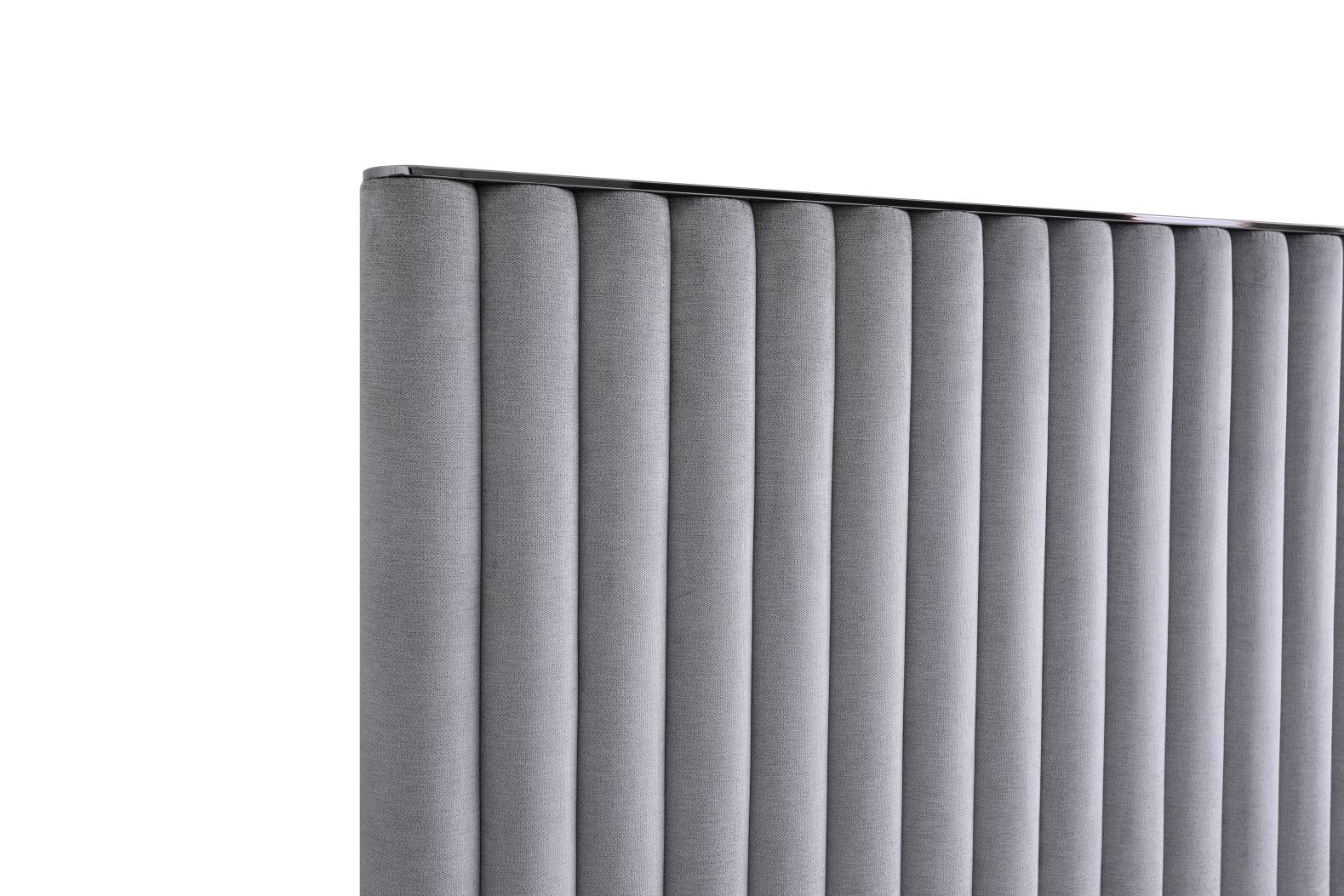 Splendor - Silver + Grey Velvet Upholstered King Platform Bed