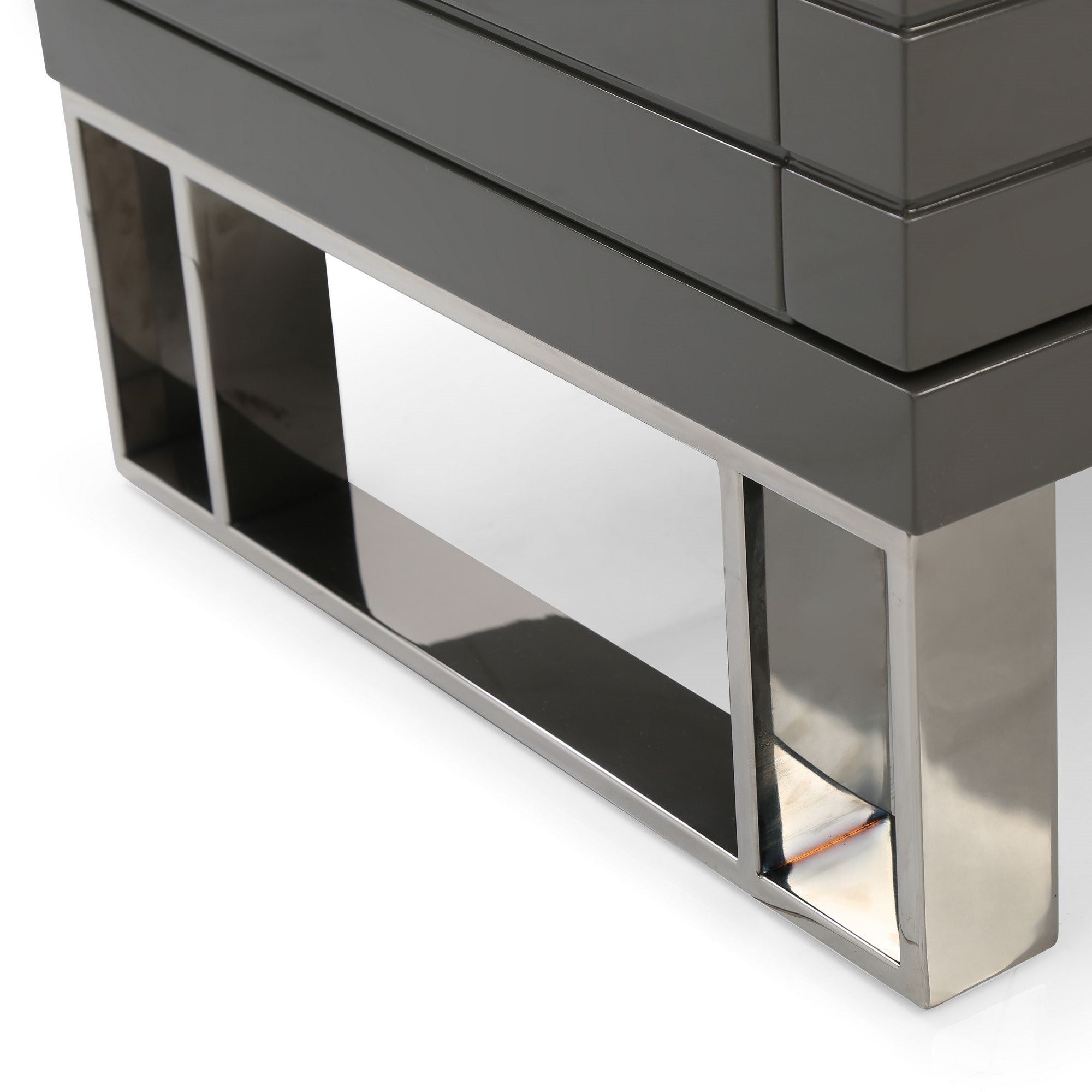 Splendor - Grey High Gloss Slatted Nightstand