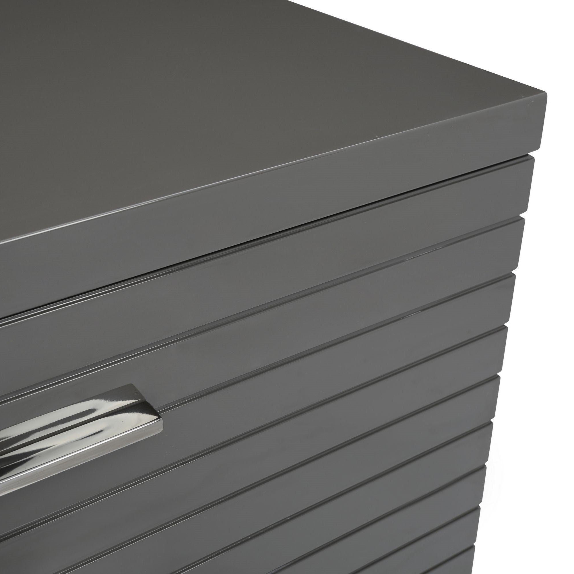 Splendor - Grey High Gloss Slatted Dresser