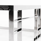 Stephen - Modern Glass & Stainless Steel Square Coffee Table