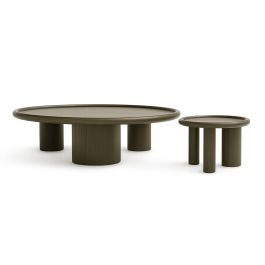 Strauss - Contemporary Brown Ash Round Nesting Table Set