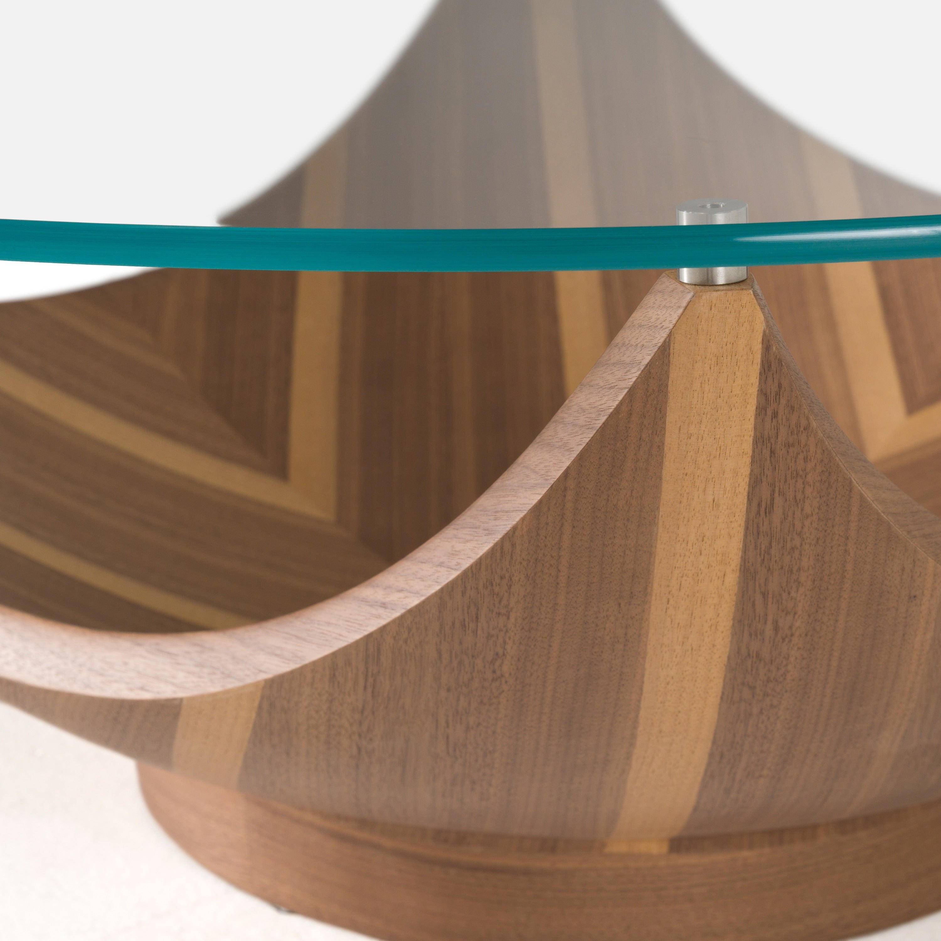 Sunrise - Contemporary Glass + Walnut Round Coffee Table