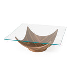 Sunrise - Contemporary Glass + Walnut Square Coffee Table