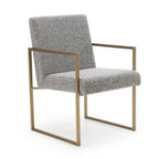 Suzanne - Modern Grey Fabric + Antique Brass Dining Chair