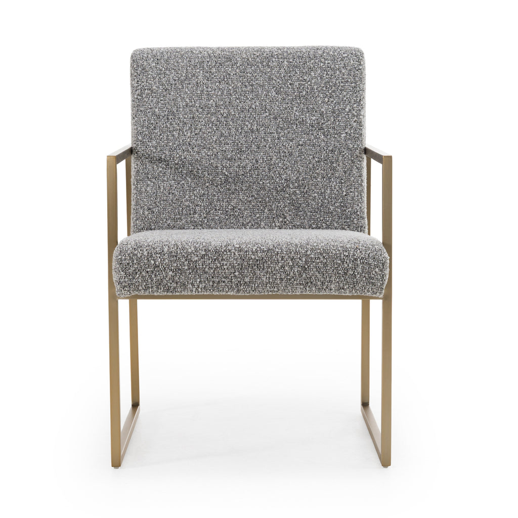 Suzanne - Modern Grey Fabric + Antique Brass Dining Chair