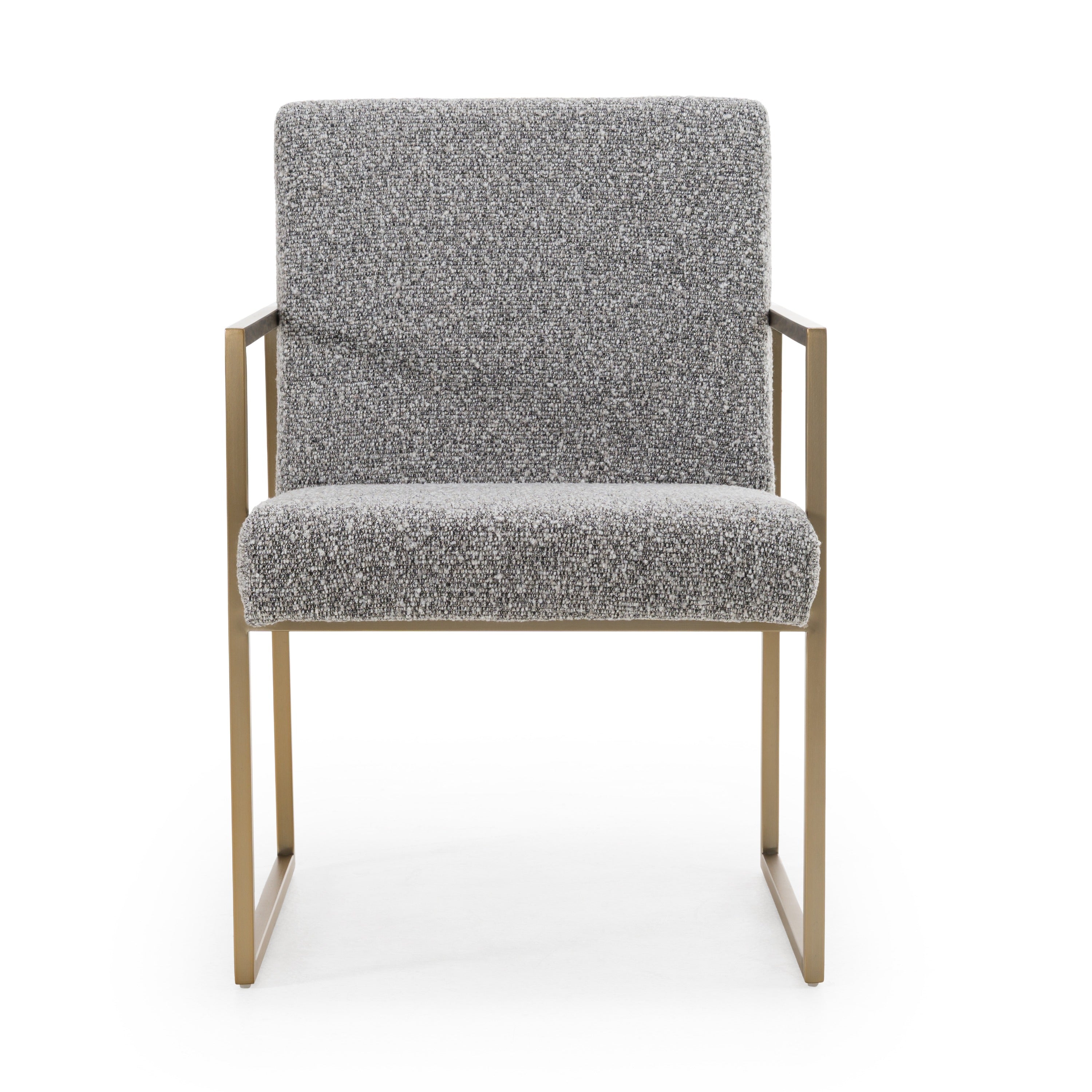 Suzanne - Modern Grey Fabric + Antique Brass Dining Chair