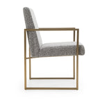Suzanne - Modern Grey Fabric + Antique Brass Dining Chair