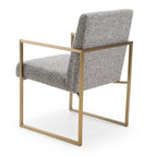 Suzanne - Modern Grey Fabric + Antique Brass Dining Chair