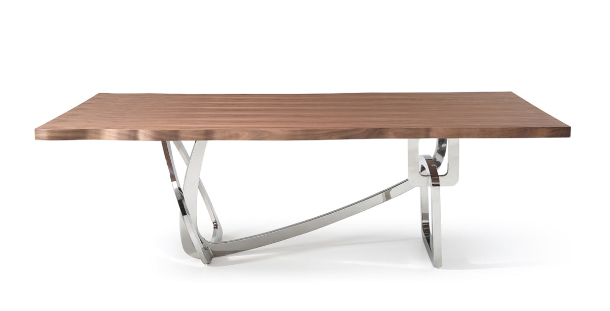 Addy Modern Walnut & Stainless Steel Dining Table