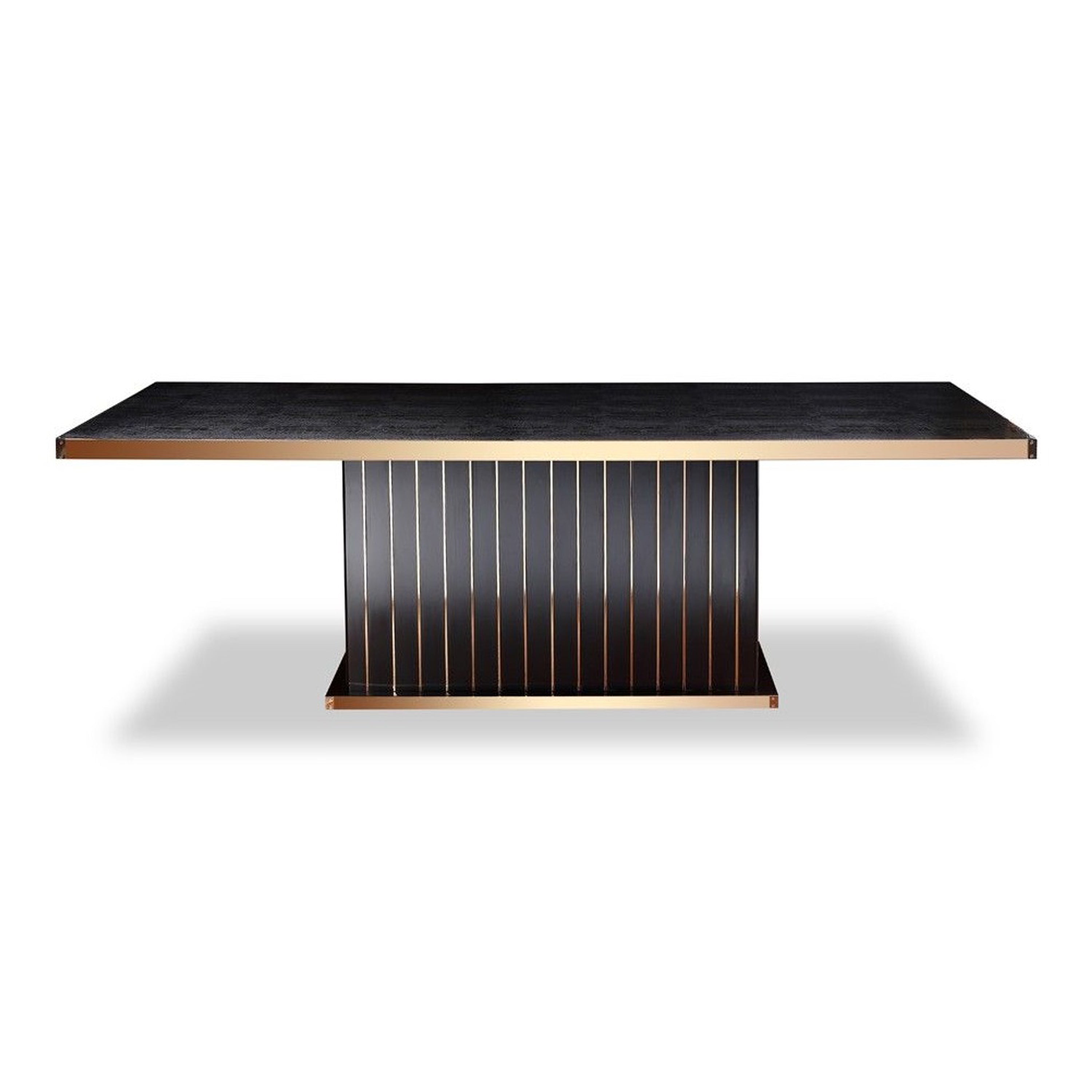 Talin Modern Black Crocodile & Rosegold Dining Table