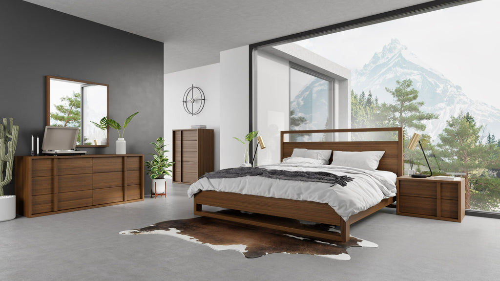 Berlin - Modern Walnut Bed - Modern Walnut Bed