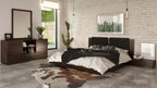 Fantasia - Dark Walnut/Dark Grey Bed and Two Nightstands - Dark Walnut/Dark Grey Bed and Two Nightstands