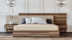 Matteo - Italian Modern Walnut & Fabric Bed - Italian Modern Walnut & Fabric Bed